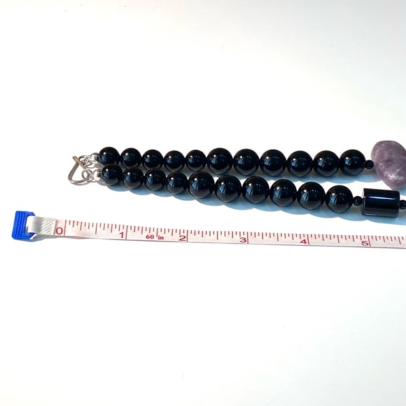 Jay King 925 Black Onyx and Purple Agate Semi-previous Gemstone Necklace - Picture 12 of 13